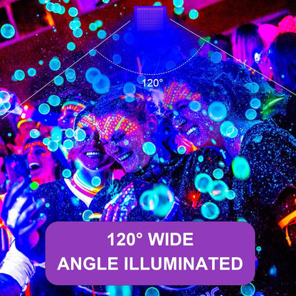 Set 2 proiectoare UV LED 300W IP66 395nm, lumina neagra 395 nm, IP66 impermeabil, SMD 2835, unghi 120°, carcasa aluminiu, suport reglabil 360°, pentru petreceri, cluburi, discoteca, bar, evenimente, lumina UV violet