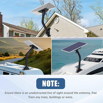 Suport reglabil pentru antena Starlink Gen 3, rotire 360°, cu adaptor pentru teava, kit montare pe perete si acoperis, din metal, negru