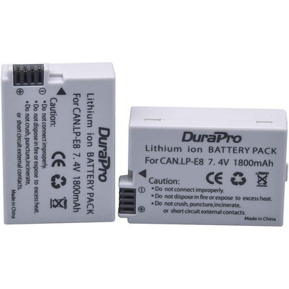 Set 2 acumulatori LP-E8 1800 mAh si incarcator dual cu display, compatibili Canon EOS 700D 600D 550D 650D, Rebel T2i, T3i, T4i, T5i, Kiss X4, X5, X6, X6i, X7i DSLR