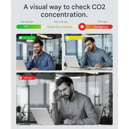 Detector de CO2 WLAN SwitchBot cu termometru-higrometru IP65, senzor CO2 cu aplicatie, alarma, stocare date 2 ani si Bluetooth