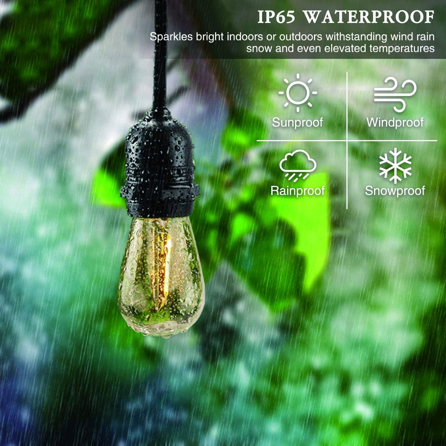Ghirlanda luminoasa LED 39 m cu 38 de becuri E27, impermeabil IP65, 2700K, clasa energetica A+