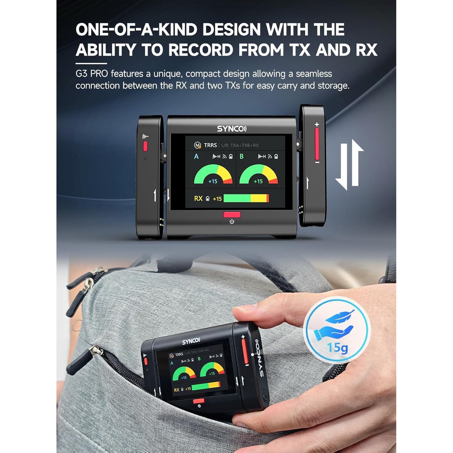 Set 2 microfoane lavaliera profesionale wireless 2.4GHz, raza actiune 250 m, receptor cu touchscreen de 2 inch, 10 ore timp functionare, anulare zgomot, inregistrare de siguranta, pentru PC, Laptop, Smartphone, Camere DSLR