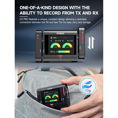 Set 2 microfoane lavaliera profesionale wireless 2.4GHz, raza actiune 250 m, receptor cu touchscreen de 2 inch, 10 ore timp functionare, anulare zgomot, inregistrare de siguranta, pentru PC, Laptop, Smartphone, Camere DSLR