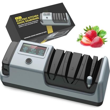 Ascutitor electric profesional pentru cutite, foarfece si secure cu disc abraziv din diamant, cu display, 3 viteze reglabile, ascutire rapida, pentru ascutire precisa