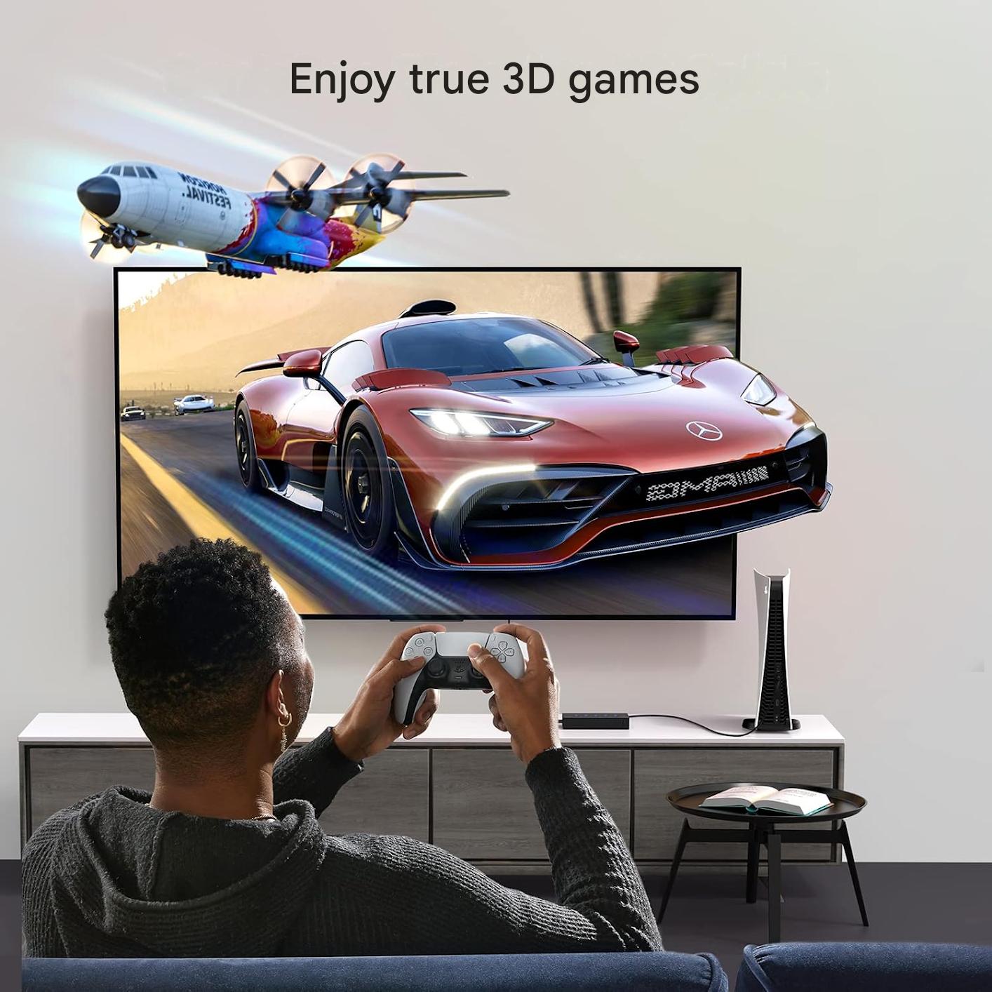 Switch HDMI UGREEN 5 intrari 1 iesire, HDMI 2.0, 4K 60Hz, 18Gbps, HDR/CEC/HDCP 2.2, 3D, telecomanda IR, comutare rapida PS5/PS4/Xbox/Apple TV/Blu-ray/DVD, compatibil TV/monitor/proiector, alimentare USB-C 5V