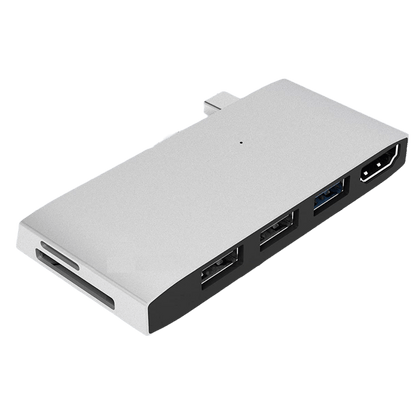 Hub adaptor pentru Surface Pro 5/Pro 6, statie de andocare cu HDMI 4K, USB 3.0, 2 USB 2.0, cititor de carduri SD si Micro SD si carcasa din aluminiu