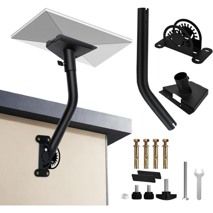 Suport reglabil pentru antena Starlink Gen 3, rotire 360°, cu adaptor pentru teava, kit montare pe perete si acoperis, din metal, negru