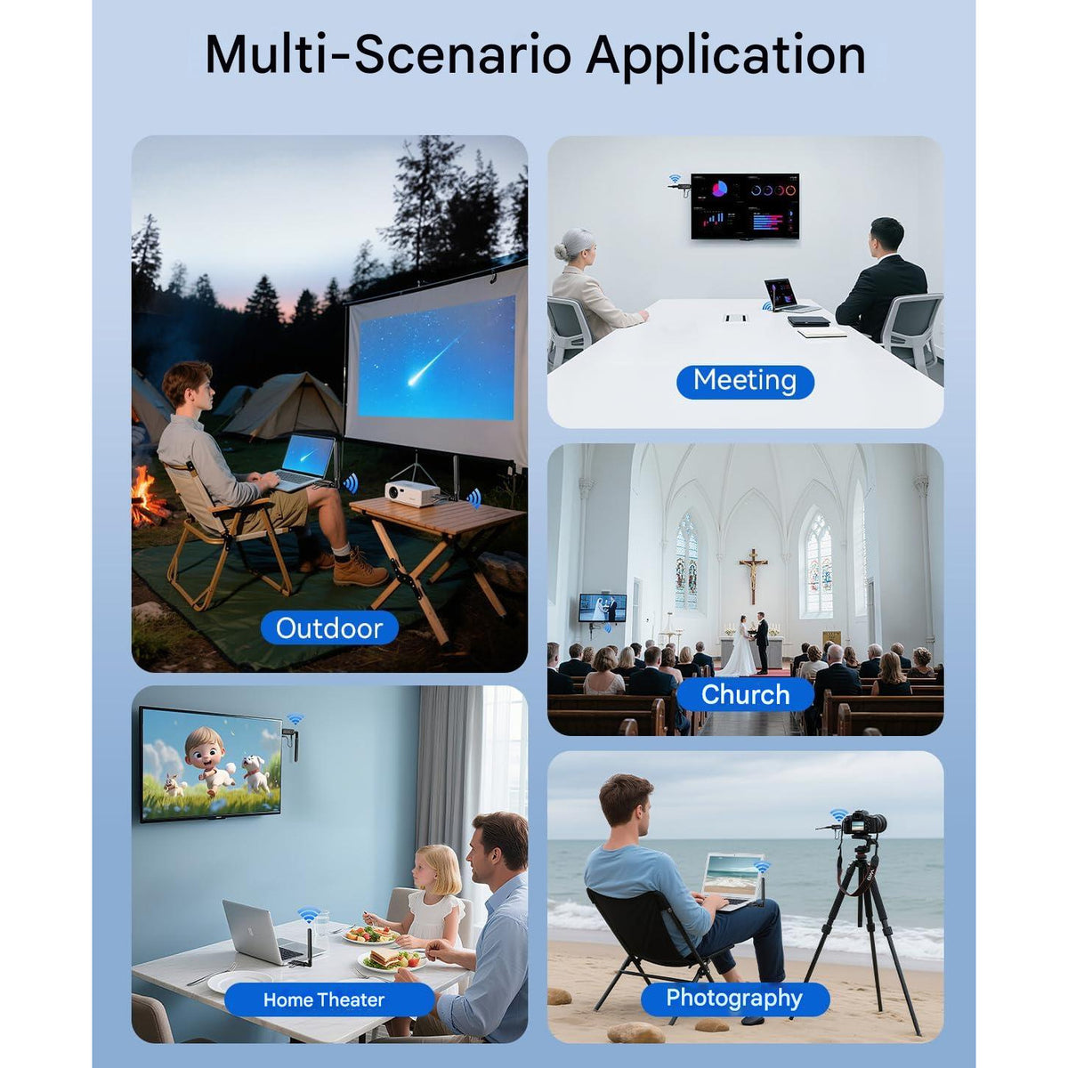 Transmitator HDMI Wireless 5G cu 4 receptoare, extensibil pana la 6 RX, 150m, 4K decodare, Full HD 1080p 60Hz, Plug & Play, pentru Laptop, PC, TV, proiector, camera