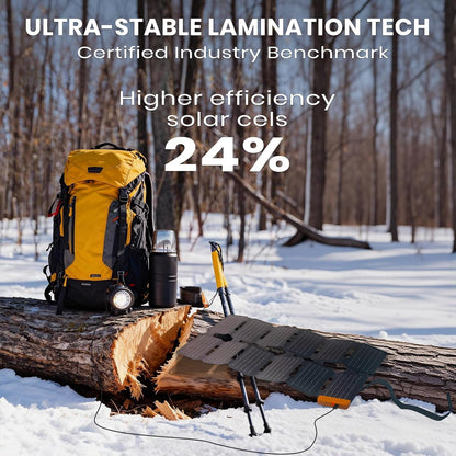Panou solar pliabil 36W, IP67 rezistent la apa cu MPPT integrat, celule monocristaline 24%, cu USB-A, USB-C si DC, ultra-compact, incarcator solar pentru telefoane si gadgeturi, ideal pentru camping, aventuri outdoor si situatii de urgenta
