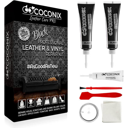 Kit reparatii si restaurare piele neagra, pentru tapiterie auto, canapele, jachete, fotolii si produse din piele