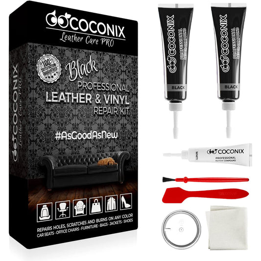 Kit reparatii si restaurare piele neagra, pentru tapiterie auto, canapele, jachete, fotolii si produse din piele