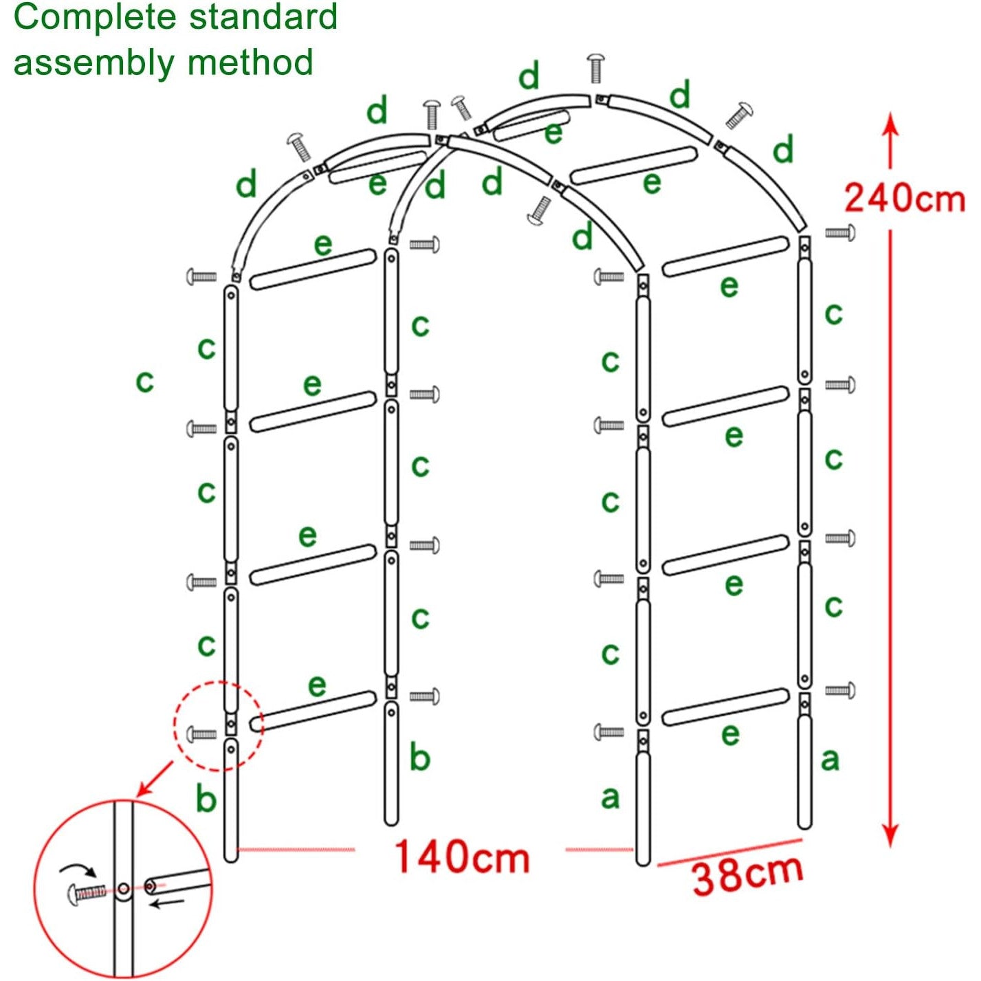Arcada metalica, pergola arcuita pentru trandafiri, decor, nunta, botezuri, gradina, aniversari, petreceri, rezistenta la apa, 240 x 140 x 38 cm
