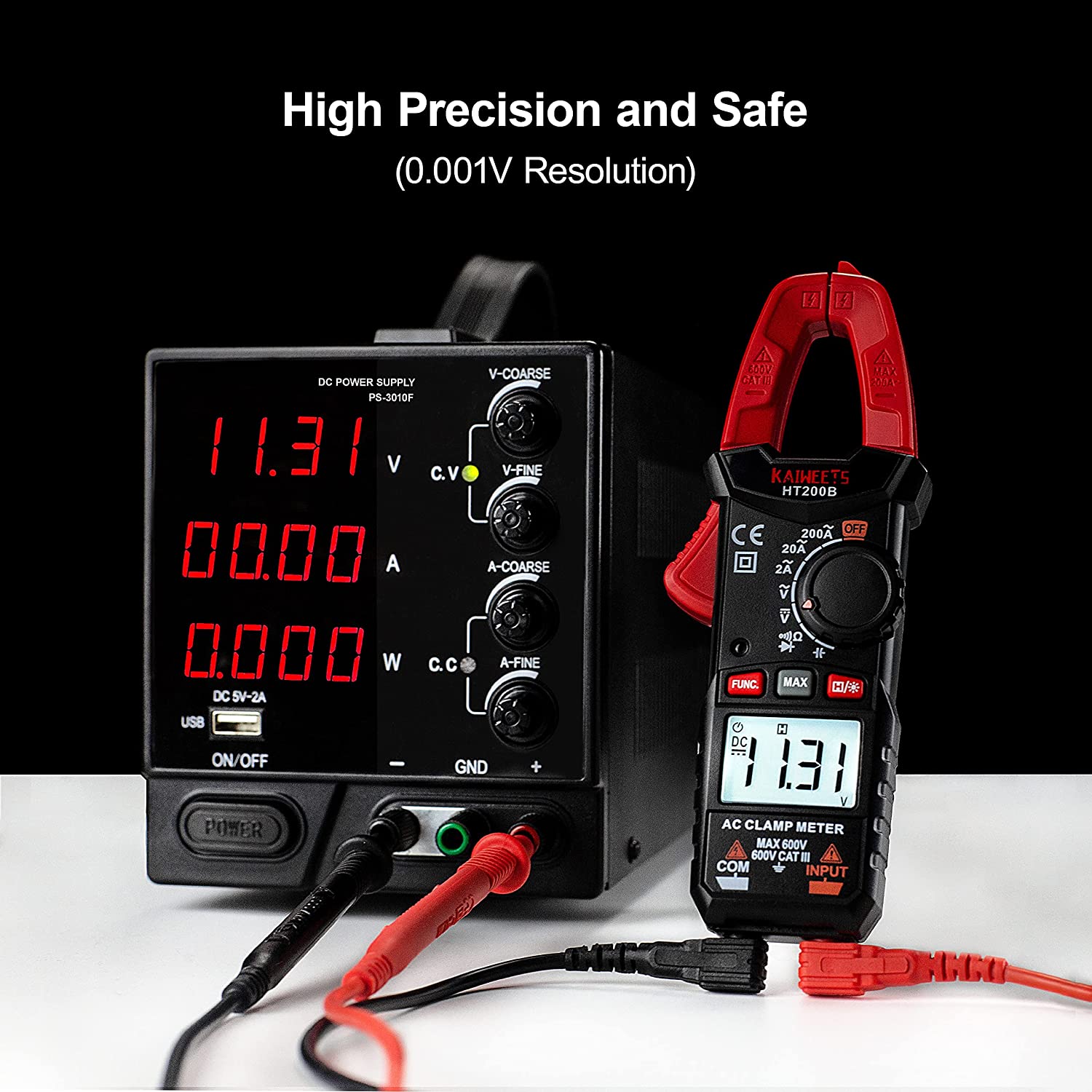 Multimetru digital tip cleste, aparat de masura AC/DC, 2000 counts, ecran LCD iluminat CAT III 600V, Kaiweets HT200B