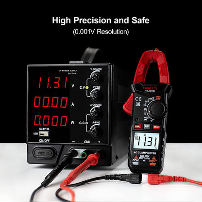 Multimetru digital tip cleste, aparat de masura AC/DC, 2000 counts, ecran LCD iluminat CAT III 600V, Kaiweets HT200B
