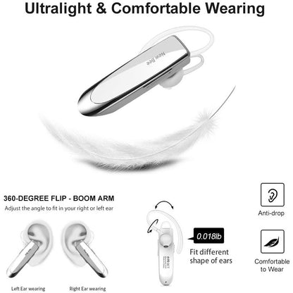 Casca New Bee Bluetooth V5.0, Handsfree, wireless, Reincarcabile, Stereo, Alb