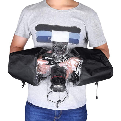 Husa impermeabila pentru aparate foto DSLR, pelerina camera foto si blitz, anti ploaie, transparenta, reglabila prin siret