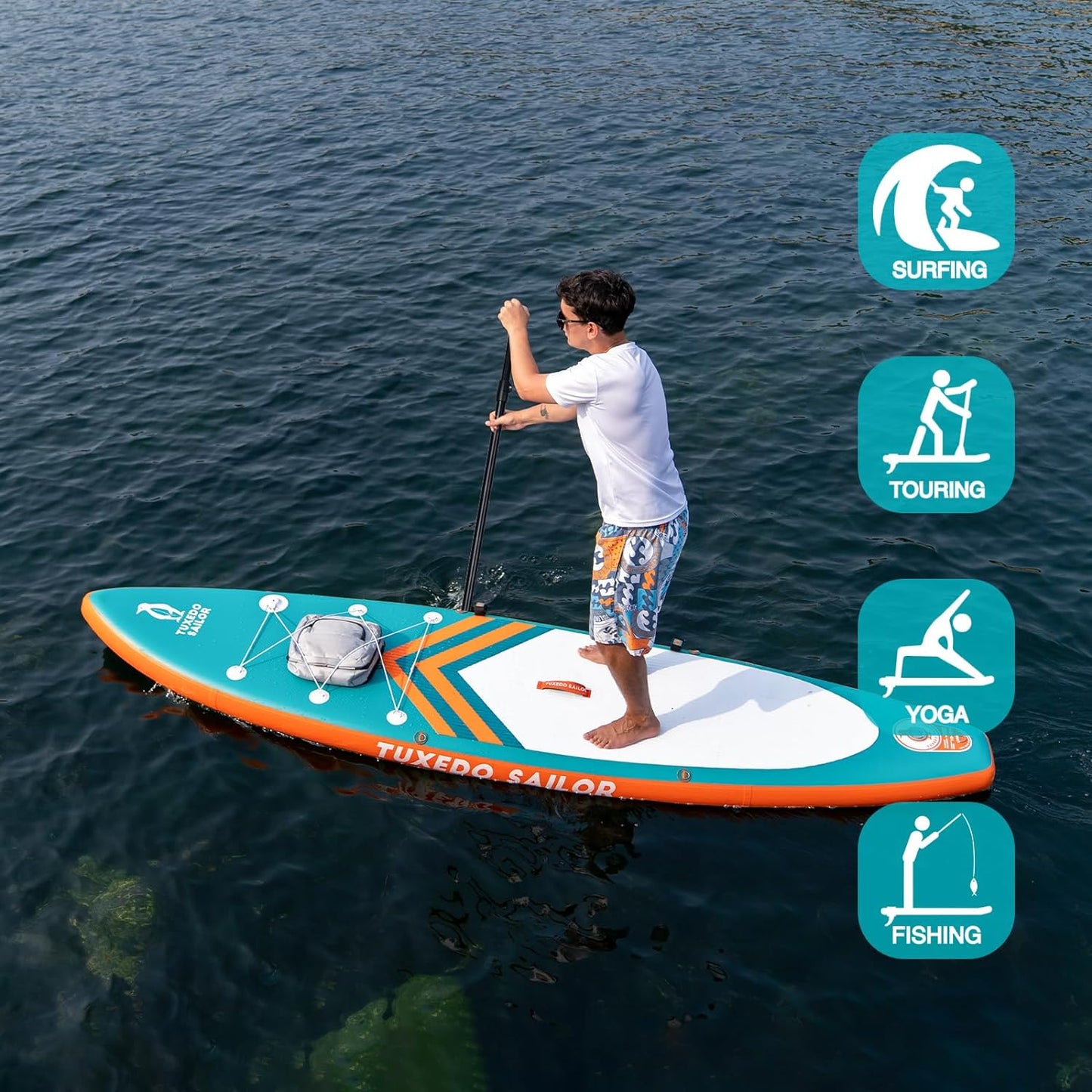 Set placa Stand Up PaddleBoard SUP gonflabila, 335 x 84 x 15 cm, capacitate max. 150 kg, cu vasla reglabila, adaptor pentru valva aer, prindere cu corzi, verde