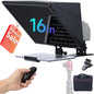 Kit teleprompter de 16 inch, Moman MT16, pentru camere DSLR, cu telecomanda, compatibil cu iPad, tableta, smartphone cu aplicatie, din metal, cu montura 1/4 inch si geanta de depozitare si transport
