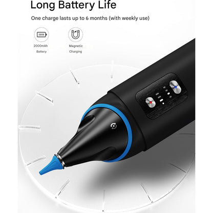 Aparat de curatat urechile, electric, indeparteaza eficient ceara, 55 dB, rezervor de 200 ml, cu 4 moduri irigare, impermeabil IP65, baterie reincarcabila de 2000 mAh, cap rotativ la 360°, cu 8 capete de schimb si 2 duze
