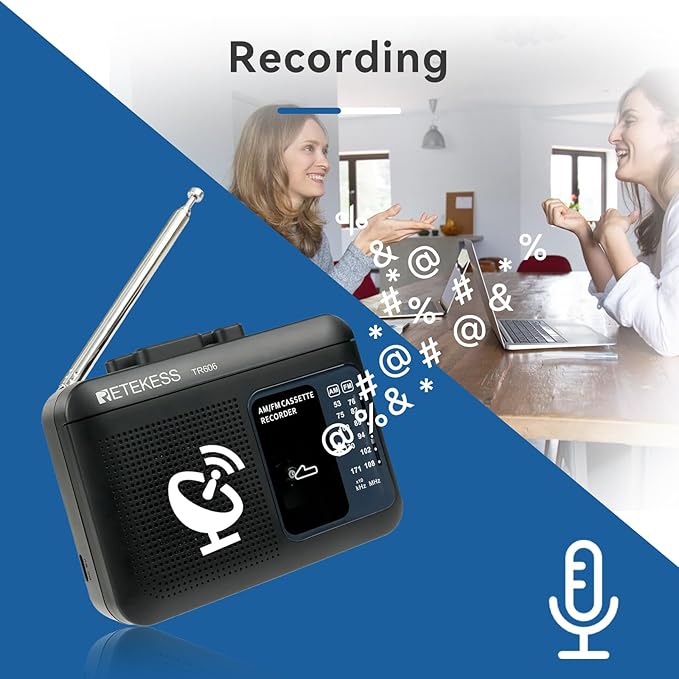 Casetofon portabil, walkman, radio FM/AM, mufa pentru casti de 3, 5 mm, derulare rapida inainte si inapoi, negru