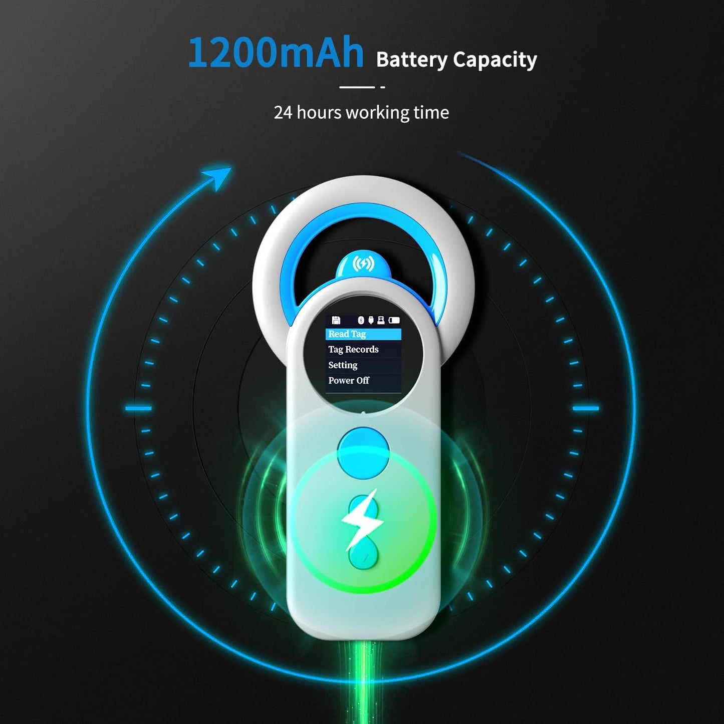 Cititor cipuri animale Bluetooth portabil, suporta tehnologie ISO 11784/11785, FDX-B si ID64 RFID, reincarcabil cu acumulator 1200 mAh, cu stocare date, scaner RFID pentru caini, pisici si crotalii ureche