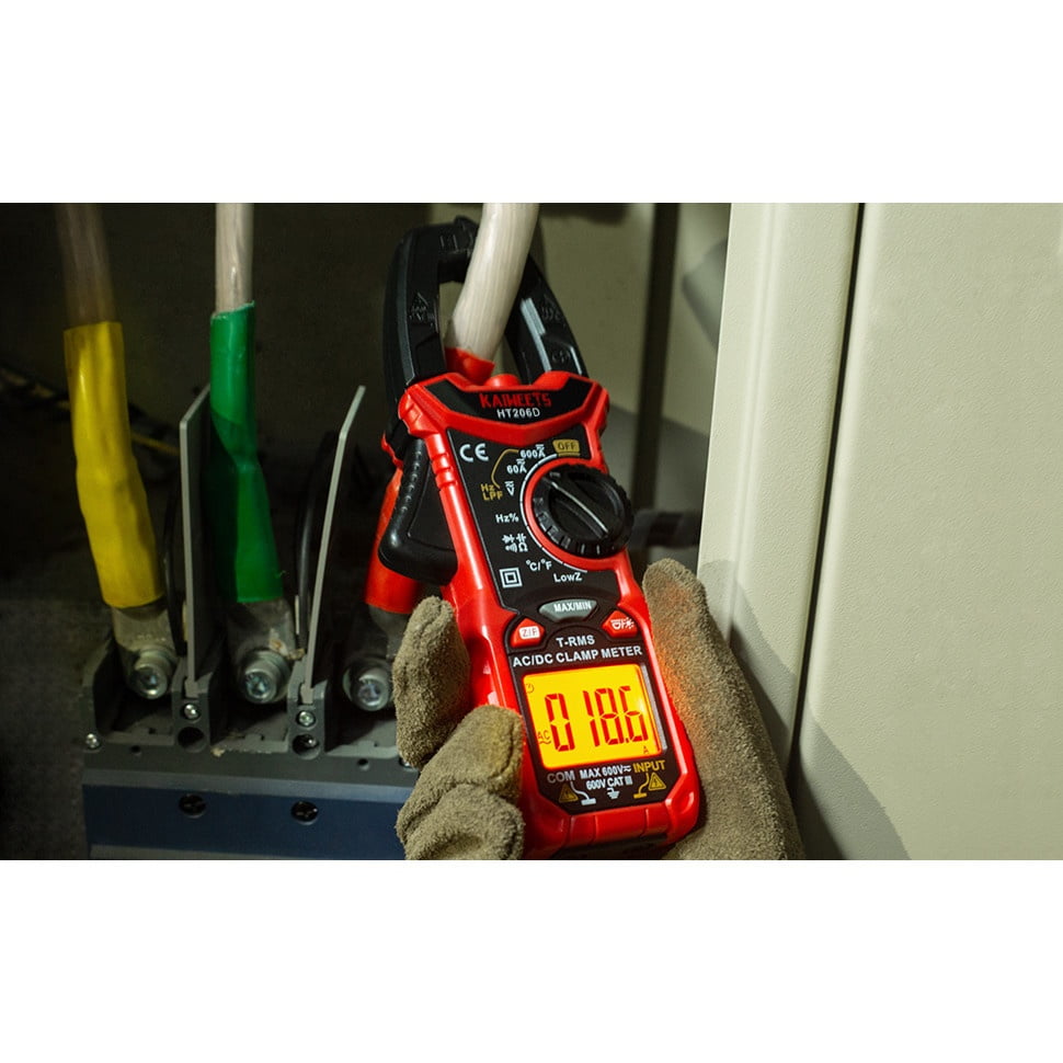 Multimetru digital tip cleste, aparat de masura AC/DC 0 A - 600 A, True RMS, 6000 Counts, CAT III 600 V, Kaiweets HT206D