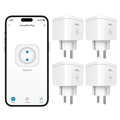 Set de 4 priza smart WiFi, cu control prin aplicatie, functie temporizare, compatibile Alexa si Google Assistant, 16A 220 V, protectie la supraincalzire, albe