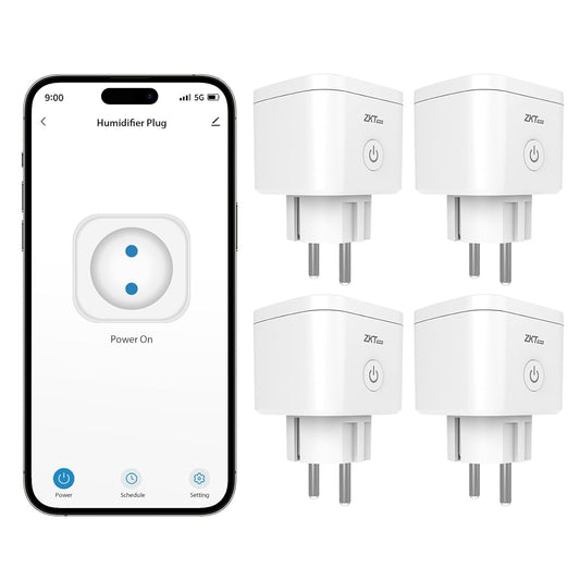 Set de 4 priza smart WiFi, cu control prin aplicatie, functie temporizare, compatibile Alexa si Google Assistant, 16A 220 V, protectie la supraincalzire, albe