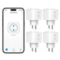 Set de 4 priza smart WiFi, cu control prin aplicatie, functie temporizare, compatibile Alexa si Google Assistant, 16A 220 V, protectie la supraincalzire, albe