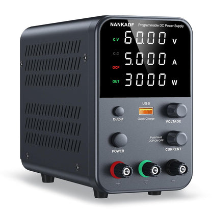 Sursa de alimentare de laborator 0-60 V, 0-5 A, 300 W, cu display LED, ventilator de racire, functie protectie supracurent (OCP), cu port USB 18 W, stabilizare voltaj si curent, CV/CC