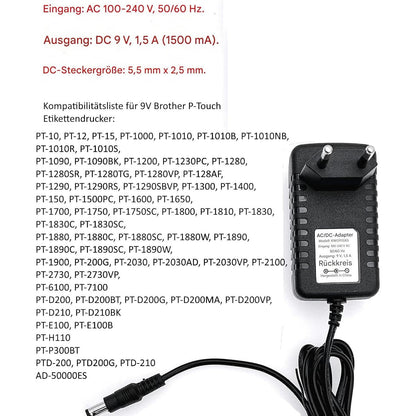 Incarcator JZK 9V 1.5A 13.5W pentru Imprimante Brother P-Touch - Rapid, sigur si compatibil cu PT-D210, PT-H110, PT-E100, PT-D200 PT-2030VP PT-1290 PT-1880