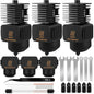 Set 3 Hotend-uri 0.4 mm pentru Bambu Lab A1 / A1 Mini, cu duze otel calit 0.2/0.4/0.6 mm, sosete silicon, ace curatare si chei, compatibil PLA ABS PETG TPU lemn 1.75 mm, kit complet extruder imprimanta 3D