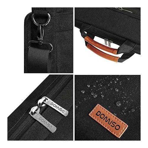 Geanta laptop DOMISO 15-15,6 inch, impermeabila, curea umar detasabila, neagra, 430x305x57mm