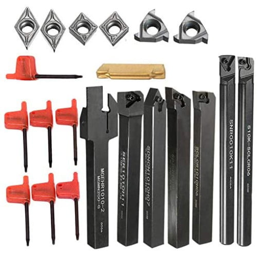 Cutite de strung cu placute 7 bucati de strunjit cu bara de gaurit cu strung de 10 mm, cu insertii din carbura