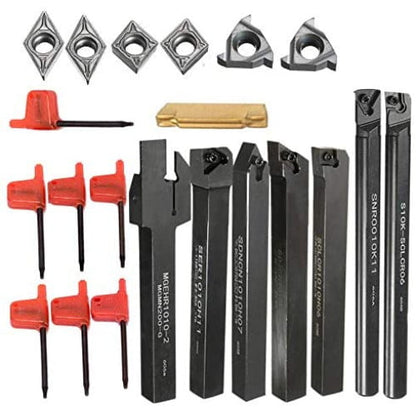 Cutite de strung cu placute 7 bucati de strunjit cu bara de gaurit cu strung de 10 mm, cu insertii din carbura