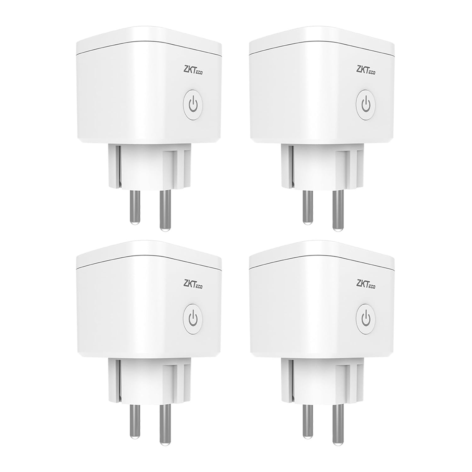 Set de 4 priza smart WiFi, cu control prin aplicatie, functie temporizare, compatibile Alexa si Google Assistant, 16A 220 V, protectie la supraincalzire, albe