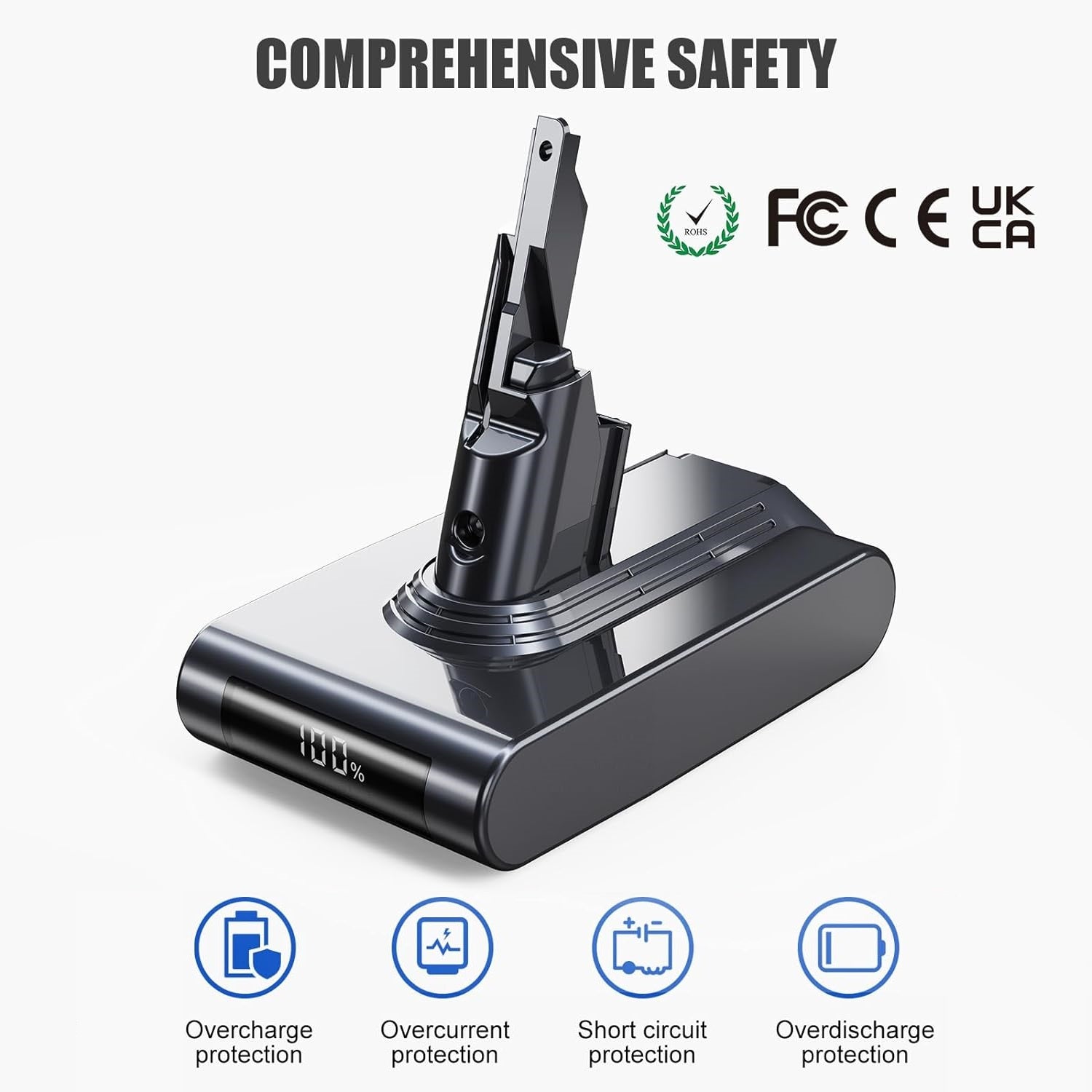 Acumulator 6000mAh pentru Dyson V7 SV11 cu display, baterie compatibila cu Dyson V7 Animal, V7 Motorhead, V7 Allergy, V7 Fluffy, V7 Matress, V7 Trigger, V7 Cord-free, cu filtru inclus