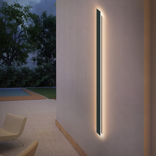Aplica liniara LED de perete, 120 cm lungime, 35 W, lumina calda 3000 K, impermeabila IP65, corp din metal si abajur acrilic, pentru casa, curte si gradina