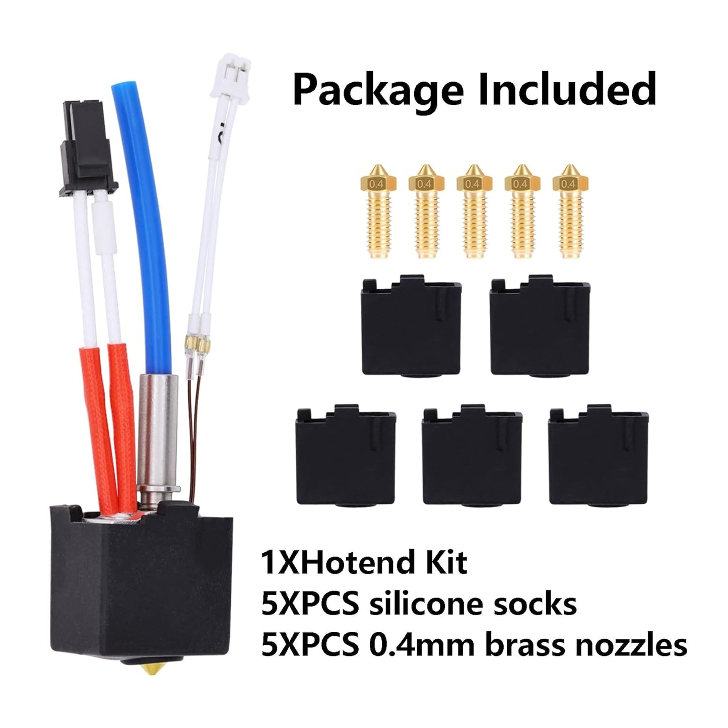 Cap de printare pentru imprimanta 3D Anycbic Kobra 2, hotend cu bloc incalzire, 5 duze 0, 4 mm, protecție silicon, 24 V, pentru Anycubic Kobra 2, Kobra 2 Neo, Kobra 2 Pro, Kobra 2 Plus, Kobra 2 Max