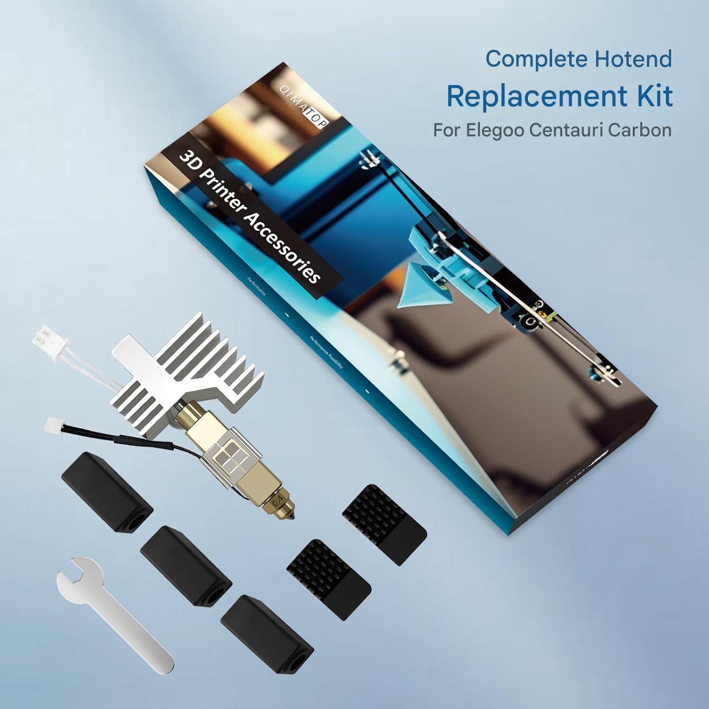 Kit Hotend complet pre-asamblat pentru imprimanta 3D, duza de alama 0,4 mm, pentru Elegoo Centauri Carbon, teava silicon, stergator de duza inclus