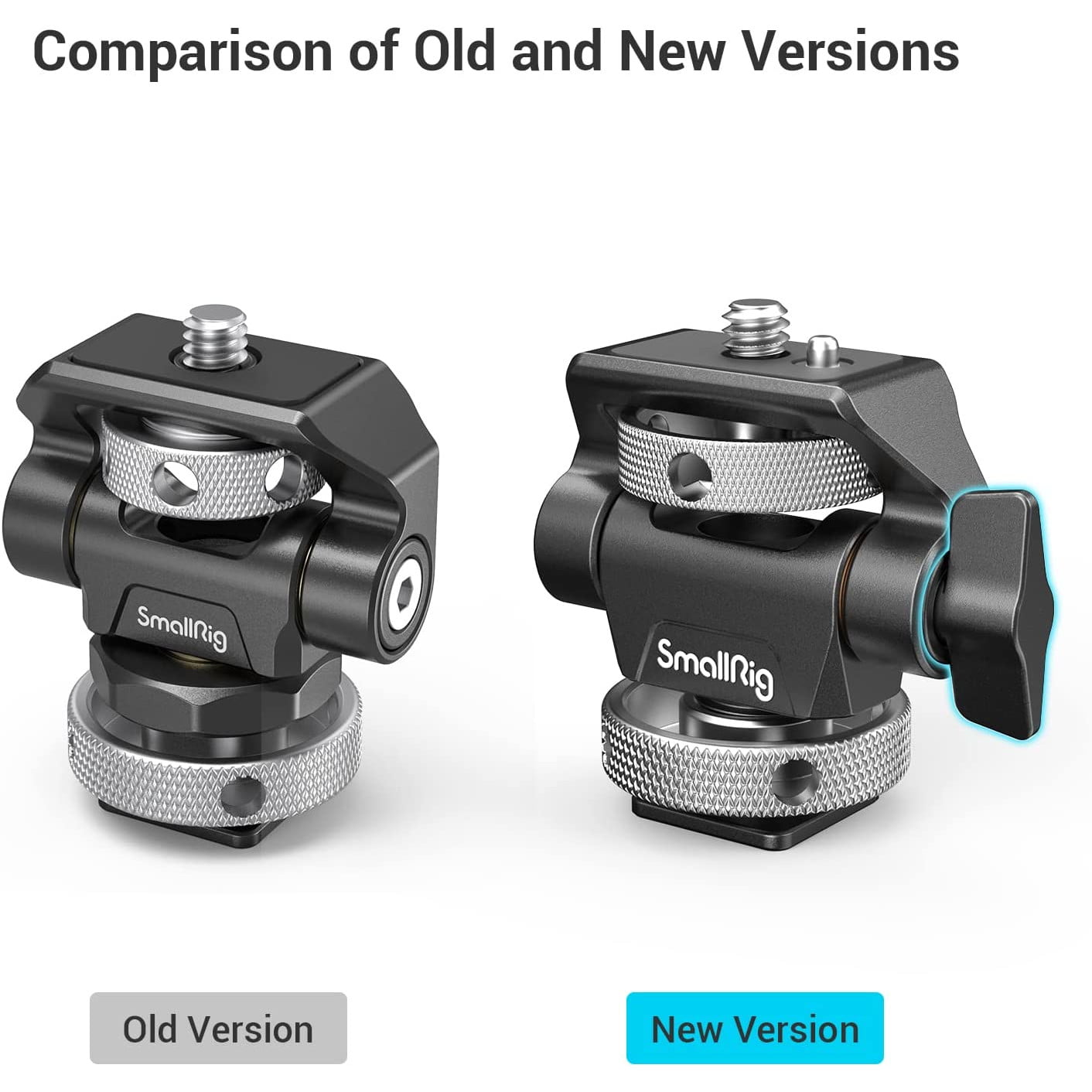 Suport monitor cu adaptor cold shoe si surub 1/4 inch, rotativ 360° si cu inclinare 180°, reglabil, cu surub de fixare, Smallrig 2905B
