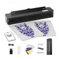 Imprimanta profesionala de tatuaje Bluetooth, portabila, masina transfer de tatuaje, baterie de 2500 mAh cu 10 lavete de curatare, cablu USB-C, adaptor, 10 hartii de transfer, 5 folii curata pentru artisti tatuatori si incepatori
