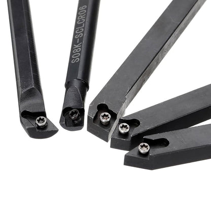 Set cutite de strung cu placute amovibile, instrumente cnc cu bara de 12mm/10mm/8mm/7mm/6mm si insertii de carbura, multifunctional