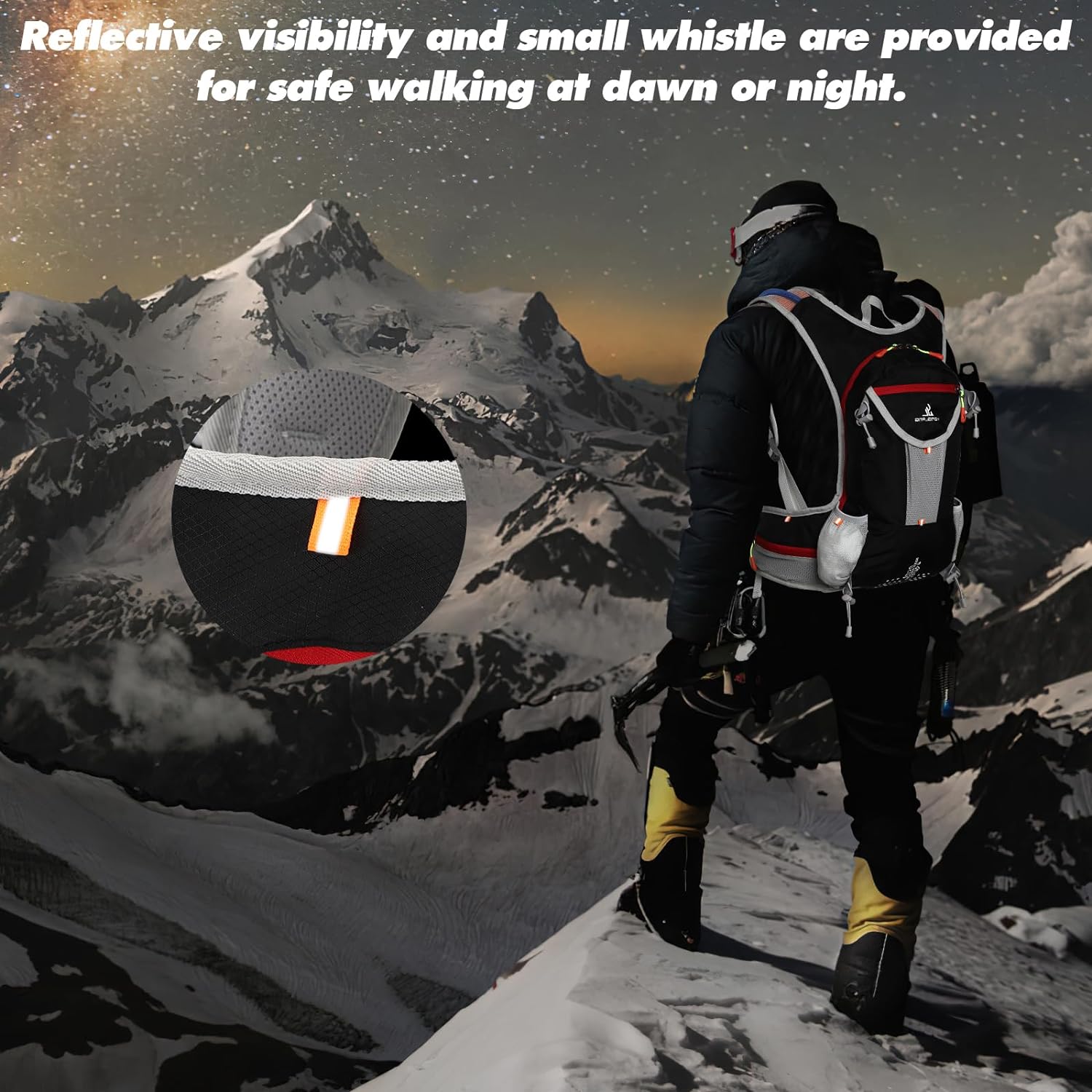 Rucsac de hidratare de 15 litri cu rezervor de apa de 2 litri, impermeabil, detalii reflectorizante, respirabil, multifunctional, pentru drumetii, alergare, ski, ciclism
