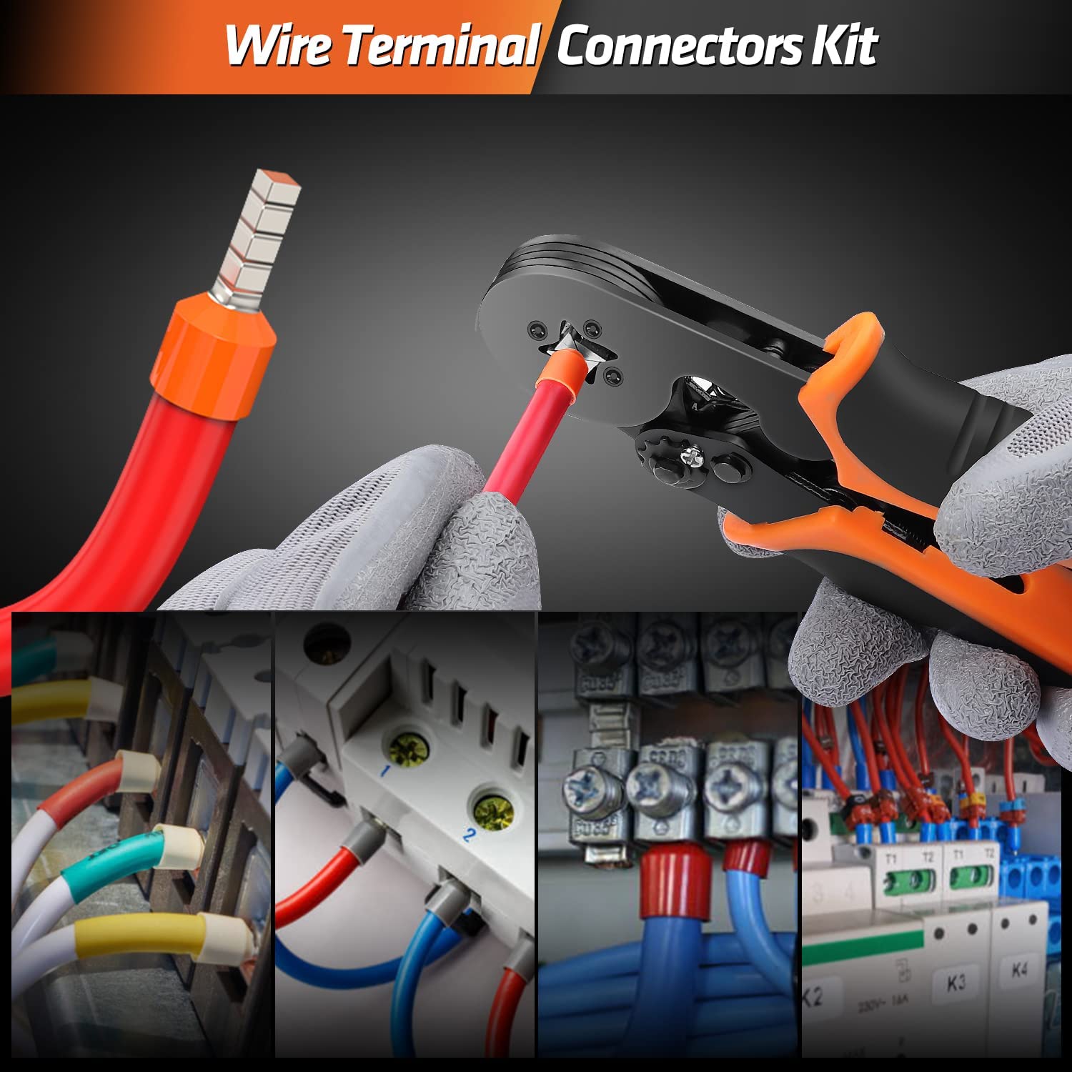 Set cleste de sertizare pini conectori cu 2400 terminale conductori 0,25 - 10 mm², cu cutie de depozitare si transport