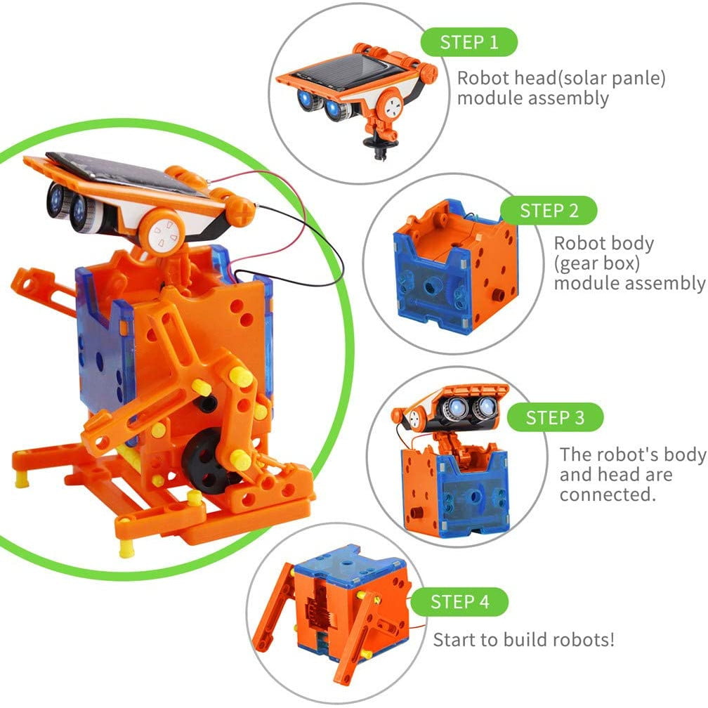 Robot solar 12 in 1, jucarie STEM de construit, Functioneaza pe apa si uscat, pentru copii de peste 10 ani