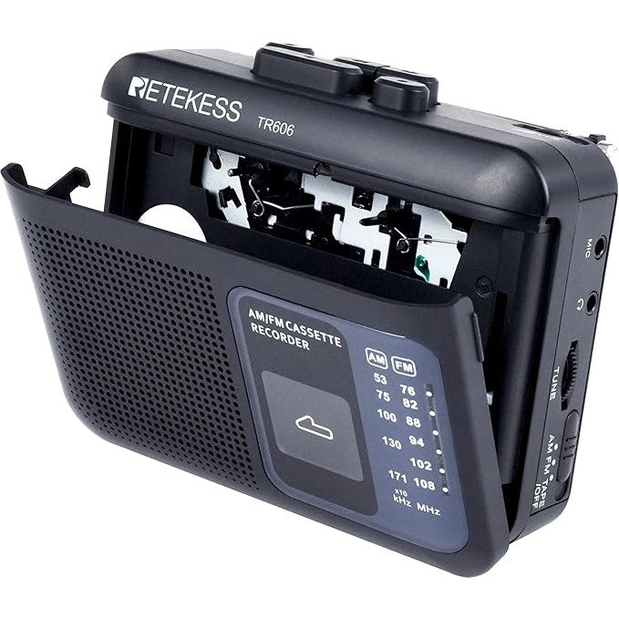 Casetofon portabil, walkman, radio FM/AM, mufa pentru casti de 3, 5 mm, derulare rapida inainte si inapoi, negru