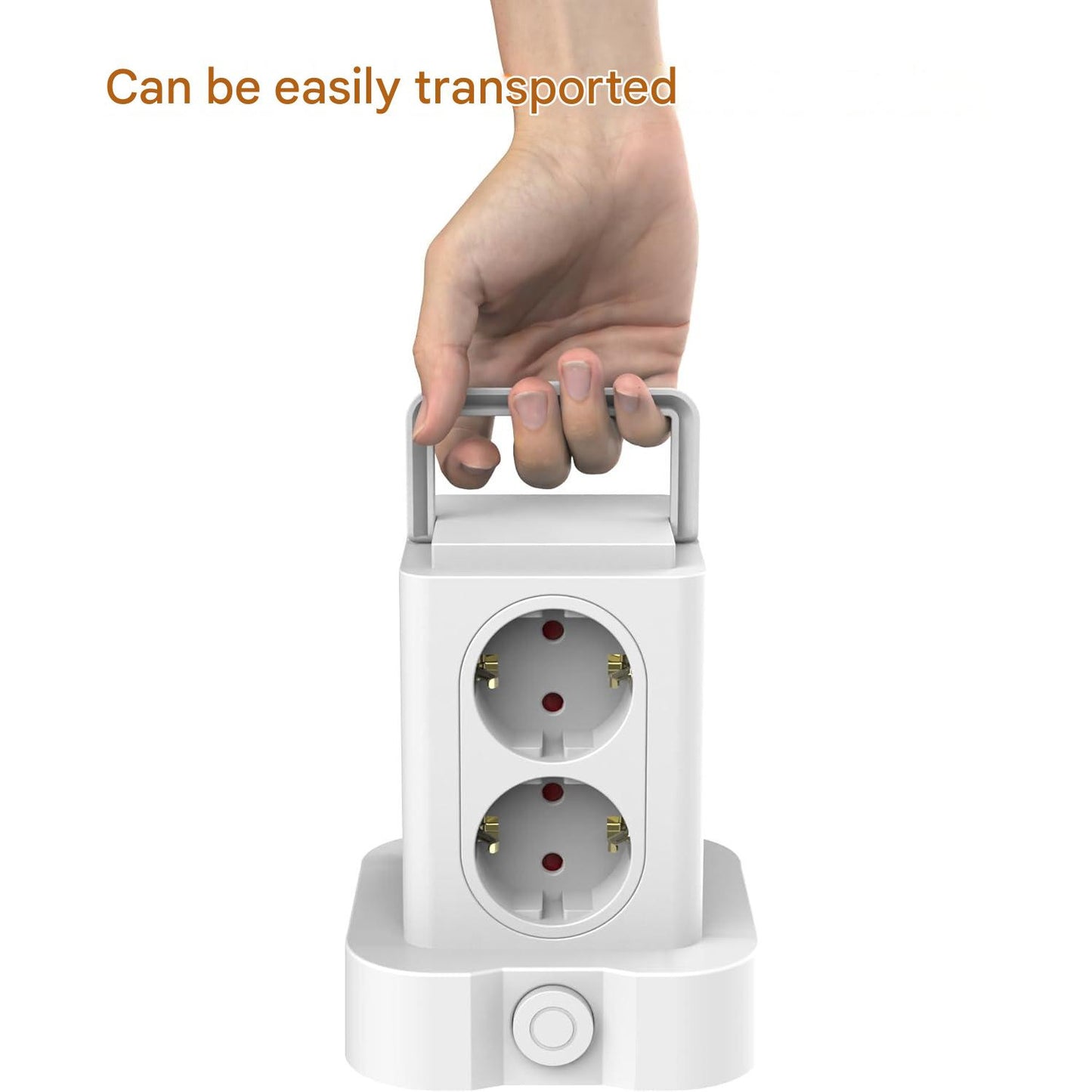 Prelungitor tip turn cu 8 prize si 3 porturi USB, 3680 W 16 A, protectie la supratensiune, indicator LED, cablu de 2m, alb
