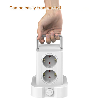 Prelungitor tip turn cu 8 prize si 3 porturi USB, 3680 W 16 A, protectie la supratensiune, indicator LED, cablu de 2m, alb