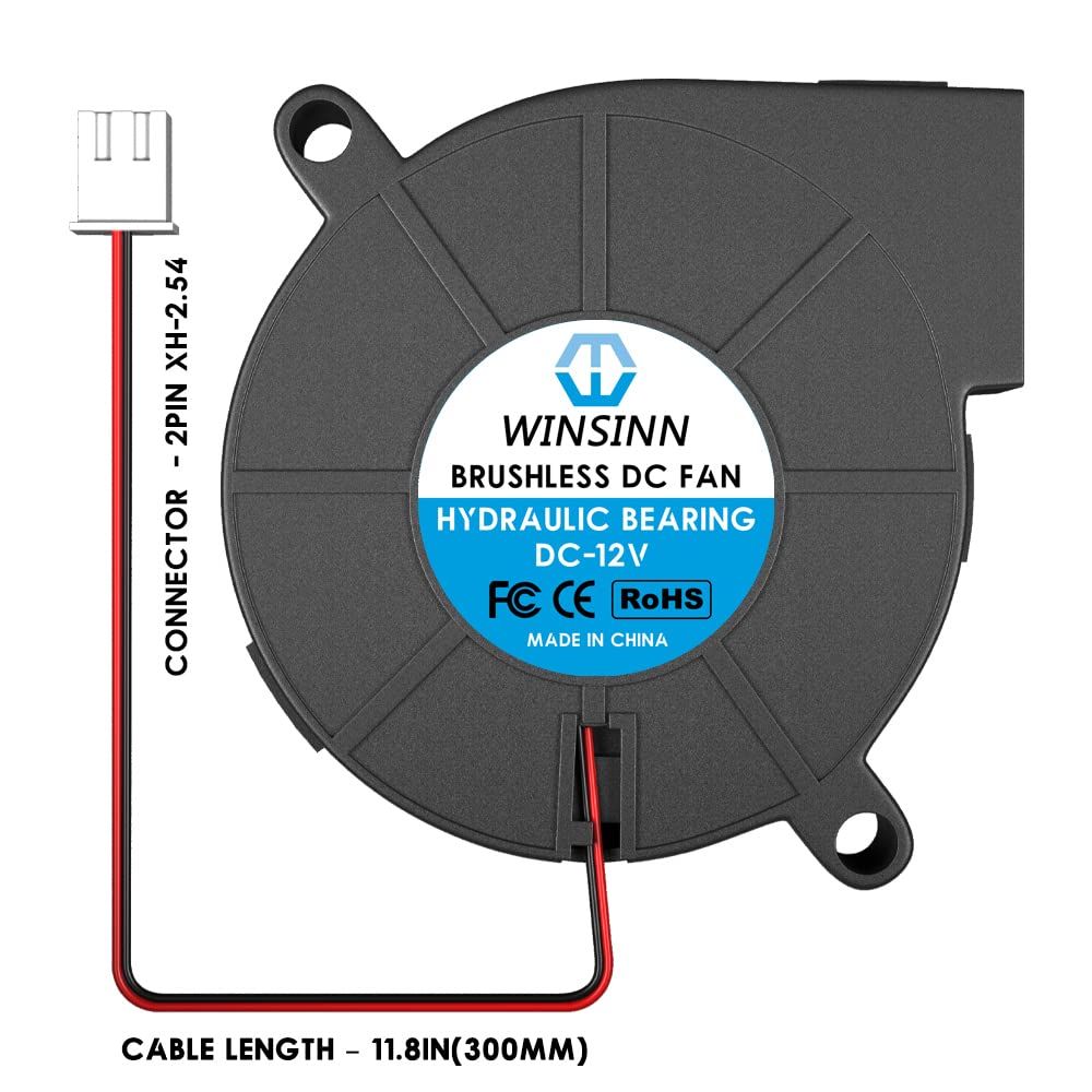 Set 4 ventilator 12V pentru imprimanta 3D, 50 mm, cu rulment hidraulic, Brushless, Racire turbo, conector cu 2 pini, WINSINN 5015